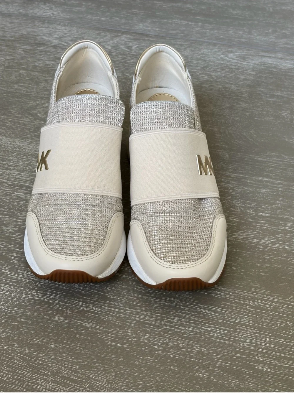 Michael Kors Kids Ivory and Gold Slip-On Sneakers